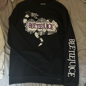 Hybrid Apparel Black and Purple Beetlejuice Crewneck Sweater